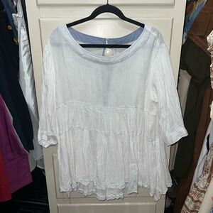 Free People White Flowy Blouse